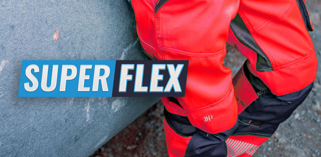 DASSY  
	Geniet in alle comfort en flexibiliteit. Ontdek 3 nieuwe werkbroeken in 2-way Super Flex stretch versterkt met slijtvaste stof Cordura®. 