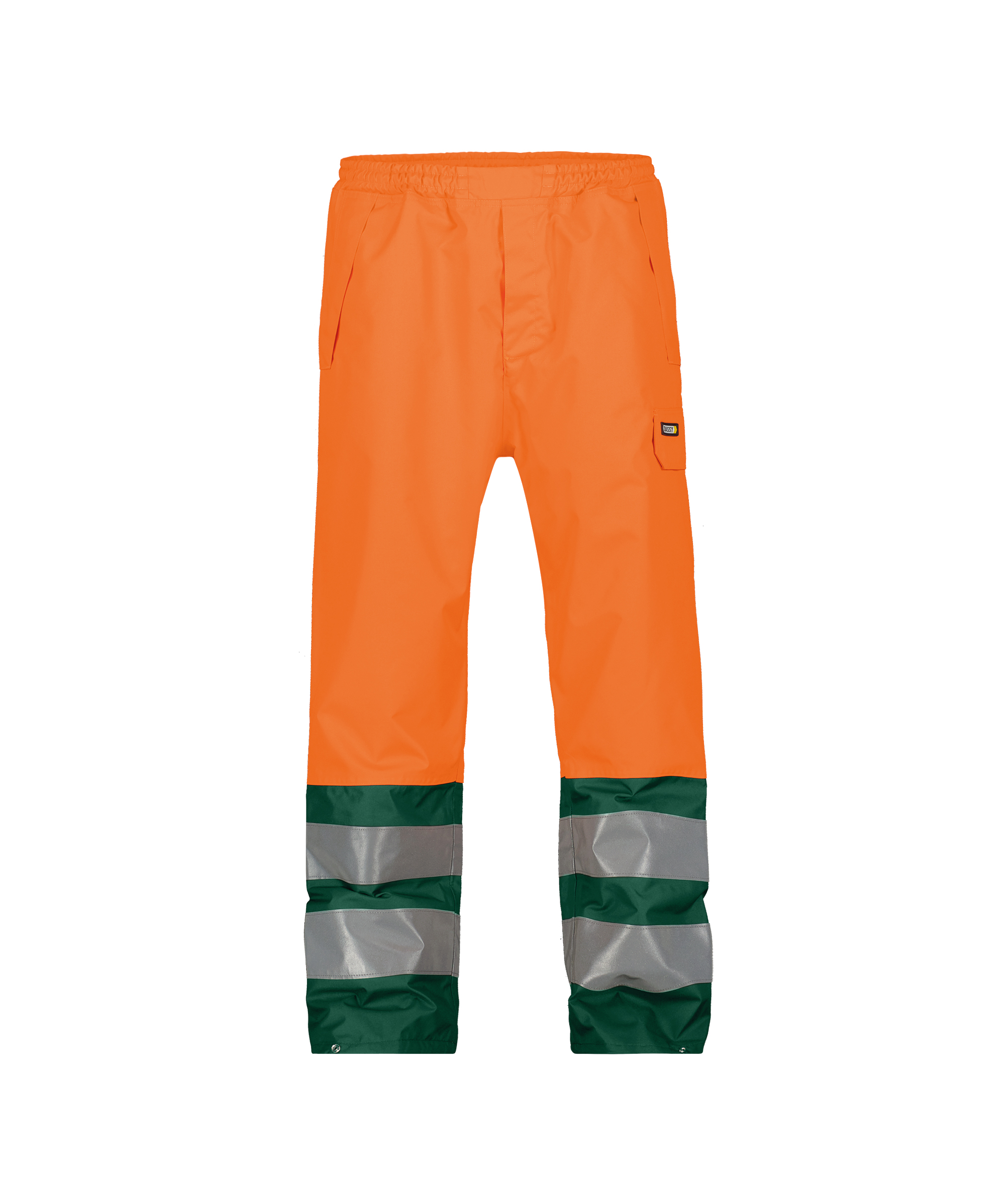 lightweight trousers with elastic waistband green/orange Cut protection trousers class 1 forest trousers Woodsafe KWF-tested mens lumberjack trousers with cut-protection form A